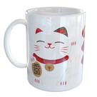 Caneca Porcelana Gato da Sorte Maneki Neko