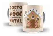 Caneca Porcelana Gosto Mais De Você Do Que Biscoito De Natal