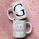 Caneca porcelana letra g feliz pascoa 325 ml