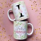Caneca porcelana letra i feliz pascoa 325 ml