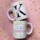 Caneca porcelana letra k feliz pascoa 325 ml