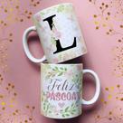 Caneca porcelana letra l feliz pascoa 325 ml