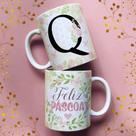 Caneca porcelana letra q feliz pascoa 325 ml