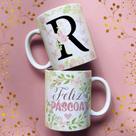 Caneca porcelana letra r feliz pascoa 325 ml