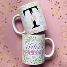 Caneca porcelana letra t feliz pascoa 325 ml