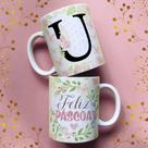 Caneca porcelana letra u feliz pascoa 325 ml