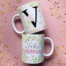 Caneca porcelana letra v feliz pascoa 325 ml