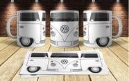 Caneca Porcelana Marcas Carros Kombi Perua Van Branca White
