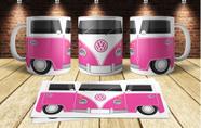 Caneca Porcelana Marcas Carros Kombi Perua Van Rosa Pink Caneca Porcelana Marcas Carros Kombi Perua Van Rosa Pink