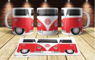 Caneca Porcelana Marcas Carros Kombi Perua Van Vermelha Red