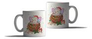 Caneca Porcelana Natal Presente Borboleta Papai Noel