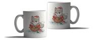 Caneca Porcelana Natal Presente Lobo Papai Noel Fofo Caneca Porcelana Natal Presente Lobo Papai Noel Fofo
