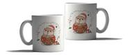 Caneca Porcelana Natal Presente Lontra Papai Noel Fofo