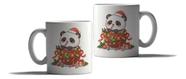 Caneca Porcelana Natal Presente Panda Papai Noel Fofo
