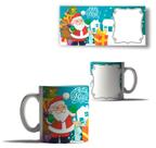 Caneca Porcelana Natal Sua foto Papai Noel Neve Arvore Amor