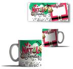 Caneca Porcelana Natal Sua foto Papai Noel Neve Arvore Amor