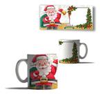 Caneca Porcelana Natal Sua Foto Papai Noel Neve Arvore Amor