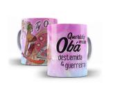 Caneca Porcelana Orixá Querida Mãe Obá Destemida e Guerreira