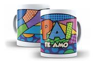 Caneca Porcelana Pai Te Amo Mosaico Presente Dia Dos Pais