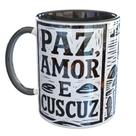 Caneca Porcelana Paz Amor e Cuscuz Nordeste