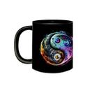 Caneca Porcelana Preta Yin Yang Glow Premium 325mL