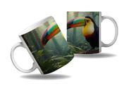 Caneca Presente Aves Fauna Bico Colorido Tucanos Natureza