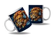 Caneca Presente Nerd Geek Óculos Animais Modernos Leão