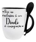 Caneca Preta Colher Personalizado Dindo Padrinho de Batizado e Consagração