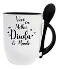 Caneca Preta Com Colher Personalizada A Melhor Dinda Madrinha do Mundo