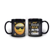 Caneca Preta Humor Emoticon Bebê Hoje Eu Tô Para O Crime
