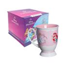 Caneca Princesas Disney Cinderela Branca de Neve Bela Ariel Aurora Cerâmica Zona Criativa Royal 300ml Vintage