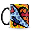 Caneca Romero Britto A New Day Preta - Cerâmica de Alta Qualidade, 325ml Caneca Romero Britto A New Day Preta - Cerâmica de Alta Qualidade, 325ml