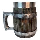 Caneca Rústica Viking Estilo Barril Decorativa Em Resina 600ML