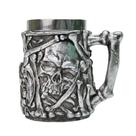 Caneca Skull and Bones Ceramic 350 ml em aço inoxidável gótico