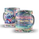Caneca Stitch Divertida com Frase A Vida em cerâmica 325ml