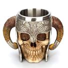 Caneca Taisuko Medieval de Aço Inoxidável Ram Horned Viking 500mL