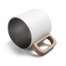 Caneca Térmica 400ml Parede Dupla com Alça de Bambu Branca Caneca Térmica 400ml Parede Dupla com Alça de Bambu Branca
