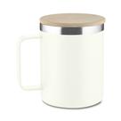Caneca Térmica 400ml Parede Dupla com Tampa de Bambu Branca Caneca Térmica 400ml Parede Dupla com Tampa de Bambu Branca