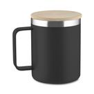 Caneca Térmica 400ml Parede Dupla com Tampa de Bambu Preta Caneca Térmica 400ml Parede Dupla com Tampa de Bambu Preta