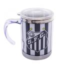 Caneca Térmica Com Tampa Santos Preto e Branco 450ml