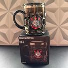 Caneca térmica do Corinthians personalizada com tampa de inox para cerveja água presente timão pai namorado copo preta