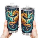 Caneca Tumbler Oasisdream de aço inoxidável 600 ml com estampa de dragão
