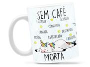 Caneca Unicórnio Com Café Divertida Porcelana Xícara 325ml + Caixa Presente