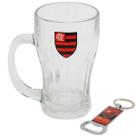 Caneca Vidro Com Abridor Garrafas 450ml - Flamengo