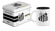 Caneca vidro diamond metalic lata santos