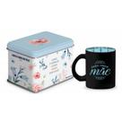 Caneca Vidro Diamond Metálica 300ml Formato Lata Presente para Mãe