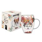 Caneca Vidro Flower Cor Flor E Amor
