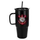 Caneca Vidro Fosco Canudo E Tampa 1200ml Corinthians