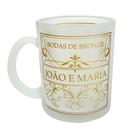 Caneca Vidro Jateado Lembrancinha para Casal Bodas de Bronze