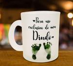Caneca Vidro Jateado Personalizado Dindo Padrinho Batizado